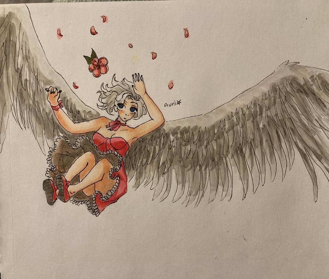 Falling Angel in A Red Dress Rework