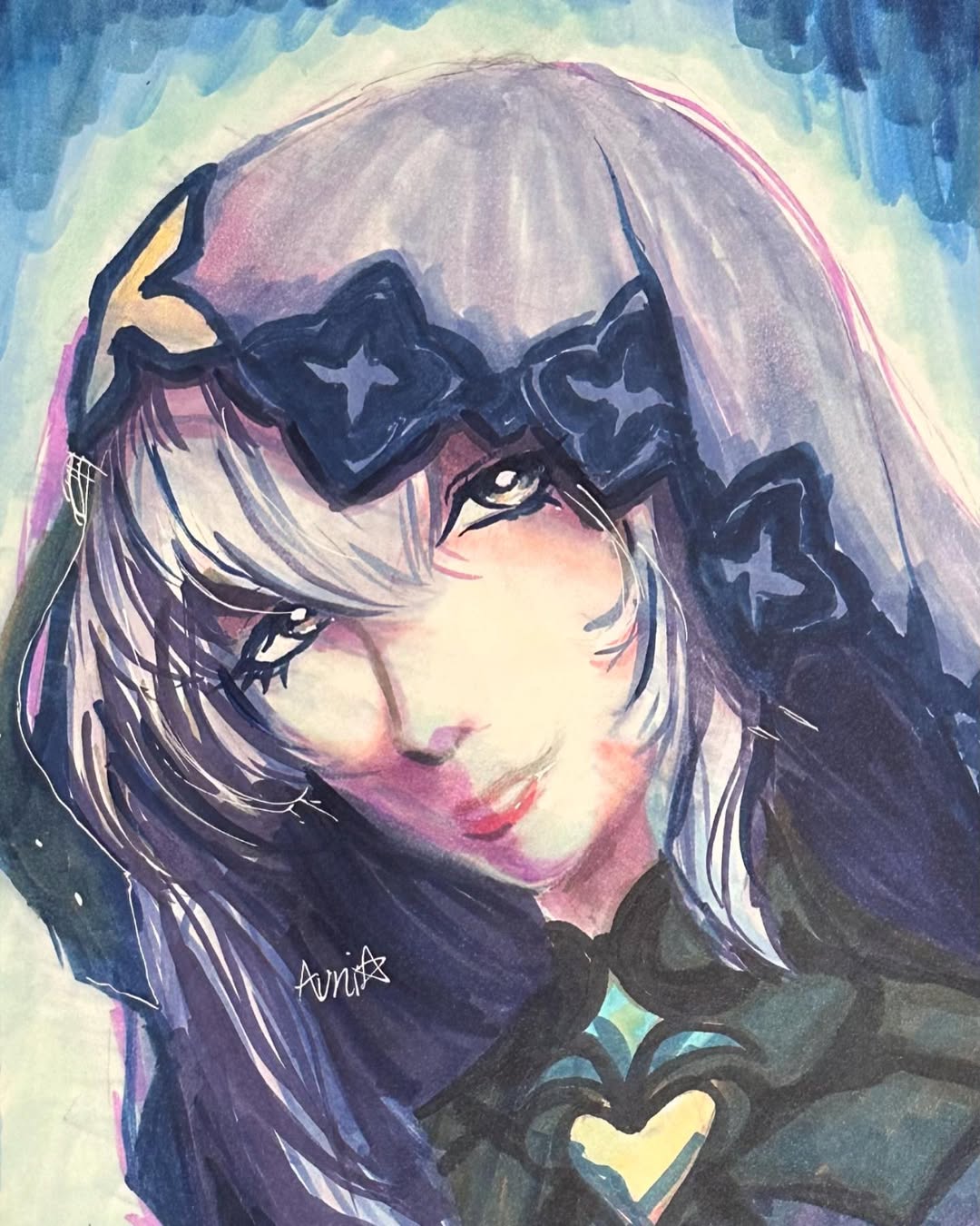 Traditional Art of Black Swan from Honkai Star Rail🖤